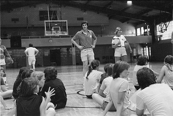 JERRY SLOAN COACHING GIRLS BASKETBALL AT ANGEL GUARDIAN, Misericordia 1979_03