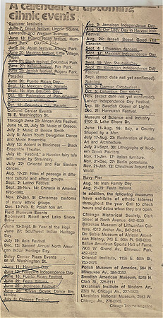 A CALENDAR OF UPCOMING ETHNIC EVENTS 1981