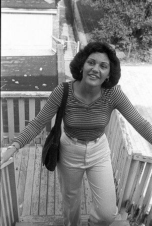 SISTER MARIA ON BACK PORCH OF 6200 BLOCK OF N. CLAREMONT 1974_02