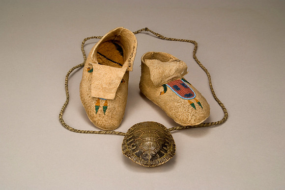 Crow baby mocs & turtle necklace, Travels of the Crow, Journey of an Indian Nation