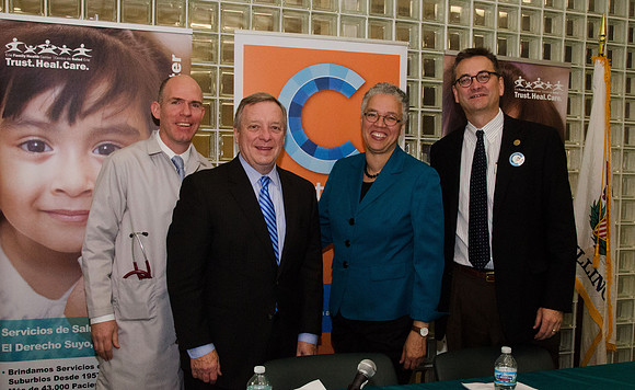Erie Family Health Press Conference with Dick Durbin and Toni Preckwinkle